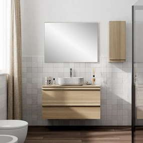 Pensile Linea L30 H75 P16 laminato rovere natura 1 anta reversibile con maniglia e 2 ripiani