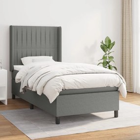 Giroletto A Molle Con Materasso Grigio Scuro 80x200 Cm Tessuto /