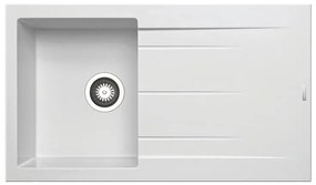 Lavello integrato 1 vasca in granito bianco DELINIA Alazia L 50 x L 86 cm