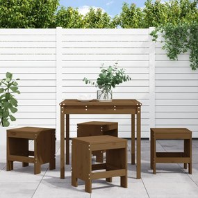 Set Da Pranzo Da Giardino 5 Pz Ambra İn Legno Massello Di Pino /