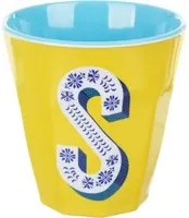 Bicchiere melammina giallo lettera S 280 ml Maiolika