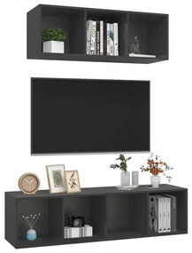 Set porta tv 2 pz in truciolato grigio