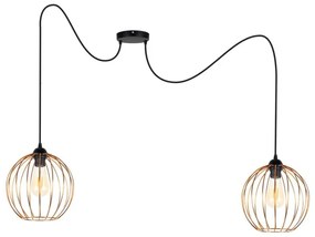 Lampadario a sospensione con filo MATT 2xE27/60W/230V ragno nero/rame