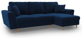 Divano angolare blu allungabile e con contenitore con rivestimento in velluto Kyoto – Cosmopolitan Design