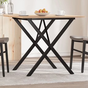 Tavolo Da Pranzo Telaio A X 80x80x75 Cm Legno Pino E Acciaio /