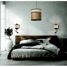 Zambelis 20355 - Lampada da parete LED 1xE27/40W + LED/3W/230V rattan