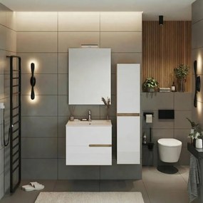 Colonna Eva reversibile 2 ante bianco lucido e rovere natutale