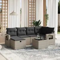 Set Divani da Giardino 7 pz con Cuscini Grigio in Polyrattan 3263806