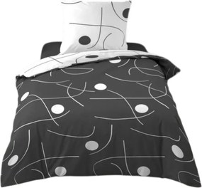 Set copripiumino e federa bianco/grigio scuro in microfibra per letto singolo 140x200 cm Sonate – douceur d'intérieur