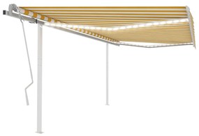 Tenda Da Sole Retrattile Manuale Led 4,5x3 M Gialla Bianca /