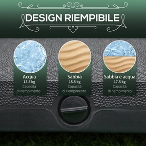 Base per Ombrellone da Giardino 45x45x39 cm Palo 38-48 mm con Ruote in HDPE Nero...