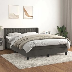 Giroletto A Molle Con Materasso Grigio Scuro 140x200 Cm Velluto /