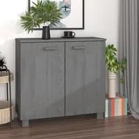 Credenza HAMAR Grigio Scuro 85x35x80 cm Legno Massello di Pino 340494