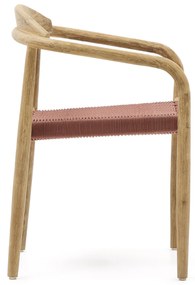 Kave Home - Sedia Nina in legno massello di acacia e corda color terracotta FSC 100%