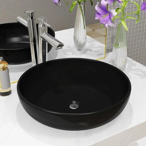 Lavandino Tondo İn Ceramica Nero 42x12 Cm /