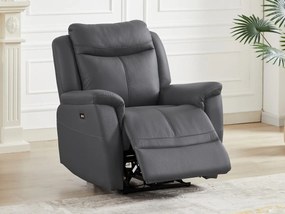 Poltrona relax elettrica in Pelle di vacchetta Antracite - NOMAJO