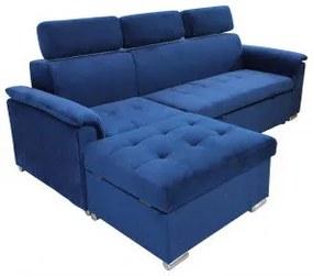 Divano componibile design moderno con chaise longue, Blu