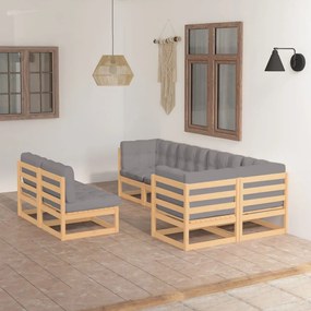 Set divani da giardino 7 pz con cuscini legno massello di pino