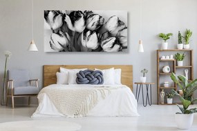 Stampa su tela – Tulipani con tocco primaverile in bianco e nero