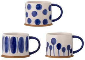 Tazze in set bianche/blu in gres 3 pz 450 ml Linora – Bloomingville