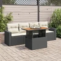 Set Divani da Giardino 5 pz con Cuscini in Polyrattan Nero 3326982