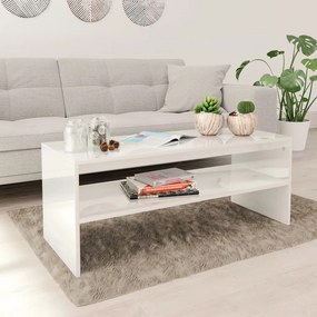 Tavolino da Salotto Bianco Lucido 100x40x40cm Legno Multistrato
