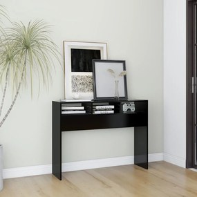 Tavolino Consolle Nero 105x30x80 Cm İn Legno Multistrato /