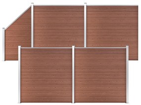 Pannelli Recinzione 4 Quadrati 1 Inclinato 792x186cm Marrone /