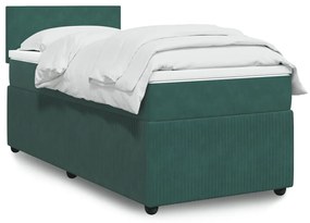 Giroletto A Molle Con Materasso Verde Scuro 90x190 Cm Velluto /