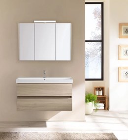 Mobile sottolavabo e lavabo Kora per vasca centrale olmo rousseau in truciolare L 100 x H 57 x P 46 cm 2 cassetti