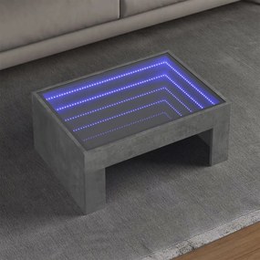 Tavolino Da Salotto Con Led Infinity Grigio Cemento 70x50x30 Cm /