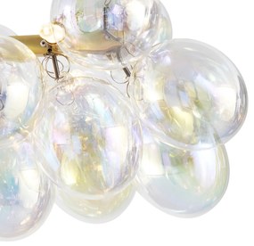 Lampada a sospensione di design oro con vetro arcobaleno 8 luci - Uvas