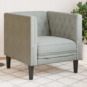 Poltrona Chesterfield Grigio Chiaro İn Velluto /