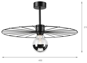 Lampadario a sospensione con supporto rigido MONTANA 1xE27/15W/230V diametro 45 cm nero