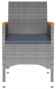 Set da Pranzo Giardino 7 pz Polyrattan e Vetro Temperato Grigio