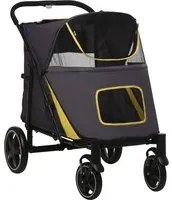 EasyComfort Passeggino Pieghevole per Cani di Taglia Media con Ingressi a Cerniera e Finestre a Rete, 112x65x100 cm