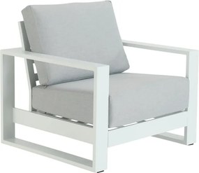Poltrona da giardino con cuscino grigio e braccioli Athena NATERIAL, struttura in alluminio seduta in alluminio bianco, L 95 x H 91 x P 88 cm