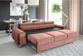 Divano rosa allungabile e rivestimento in velluto 261 cm Laurence – ELTAP