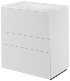 Mobile da bagno a terra sotto lavabo L 75 x H 84 x P 48 cm bianco laccato, 3 cassetti SENSEA Neo