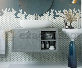 Mobile bagno Grigio Cielo 80x50 Thema con cassetto e vano con Lavabo rettangolare da appoggio bianco in ceramica