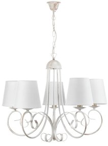 Lampadario Country charm Pompei bianco paralume bianco 5x E14