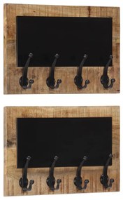 Appendiabiti Da Parete Con 4 Ganci 2pz Legno Massello Di Mango /