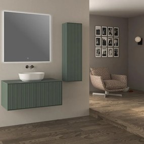 Colonna per mobile bagno Domino di Baden Haus 1 anta P 20 x L 35 x H 115 cm verde opaco pvc cannetatto