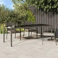 Tavolo Giardino Grigio 250x100x75cm Vetro Temperato Polyrattan 316727