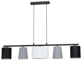 Lampadario Country charm Almeida nero paralume bianco e grigio e nero 5x E14 EGLO
