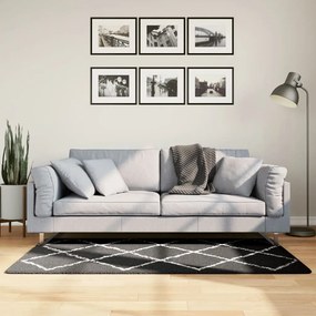 Tappeto Shaggy Pamplona A Pelo Lungo Nero E Crema 80x150 Cm /