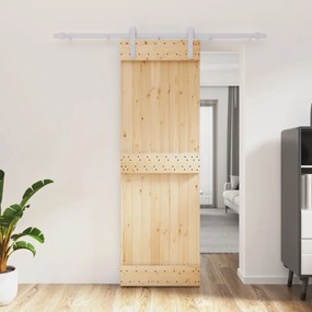 Porta Scorrevole Con Set Hardware 70x210 Cm Legno Massello Pino /