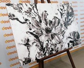 Quadro su tela – Fiori dipinti dell'estate in bianco e nero