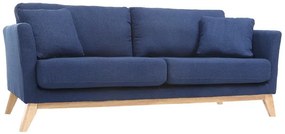 Divano scandinavo 3 posti blu scuro piedi legno OSLO