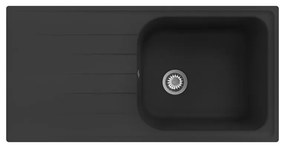 Lavello sopratop 1 vasca con gocciolatoio laterale destro o sinistro DELINIA Elba quarzo L 50 x L 100 cm nero